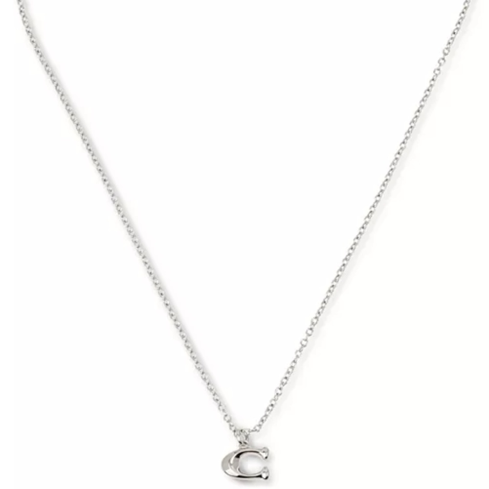 COACH "C" Logo Started Silver Chain Necklace NWT